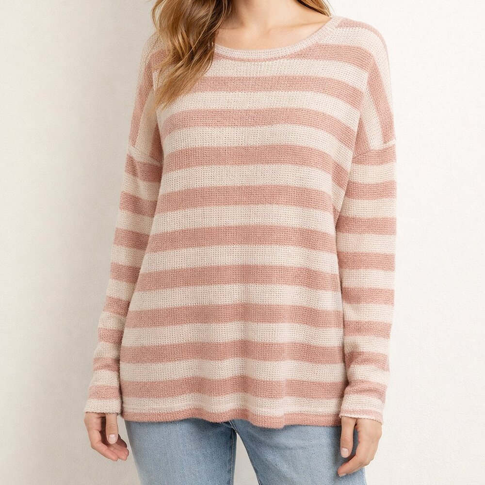 NWT Sister Women's Striped Sweater Pink/White US Size M
